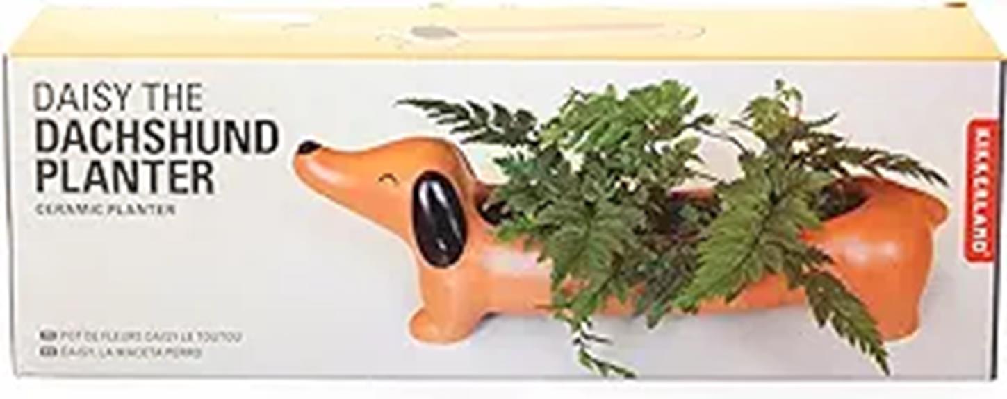 dachshund shaped porcelain plant planter