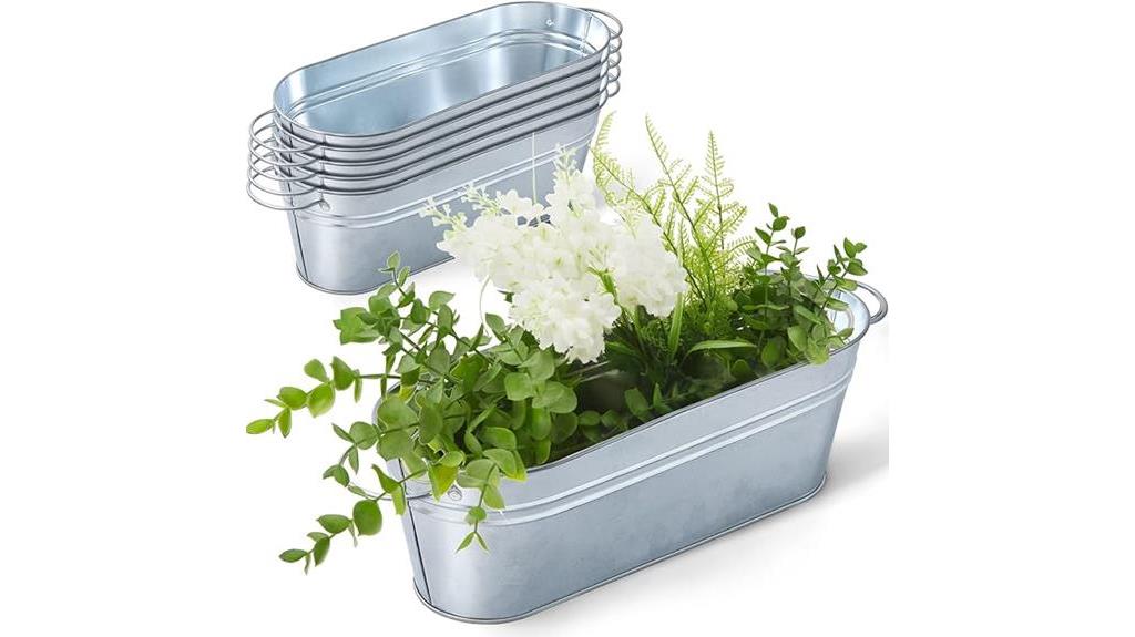 galvanized oval planters with handle
