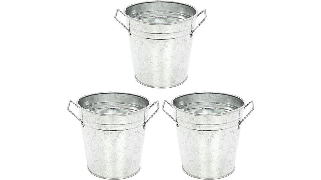 galvanized planters in 3 pack