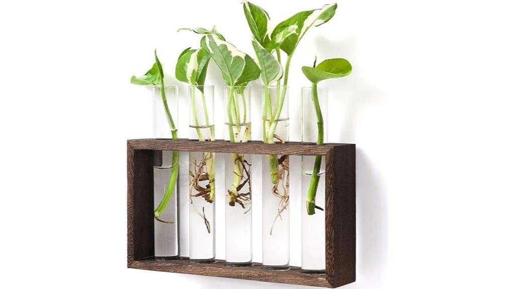 glass planter with wooden stand