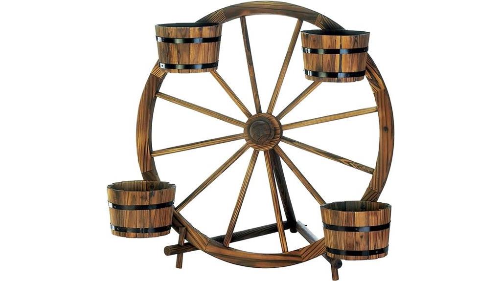 rustic wagon wheel planter