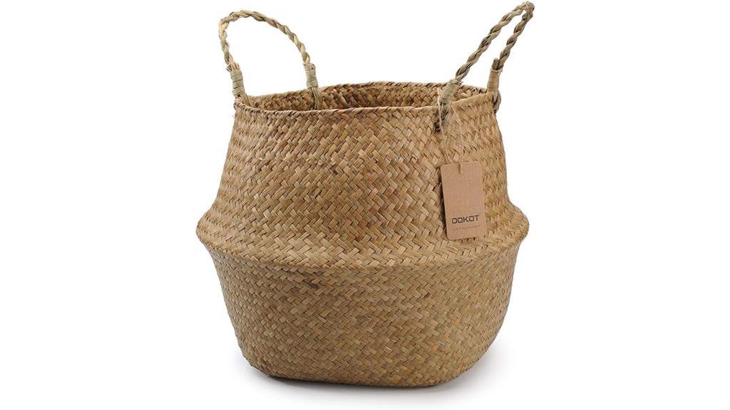 seagrass plant basket with handles