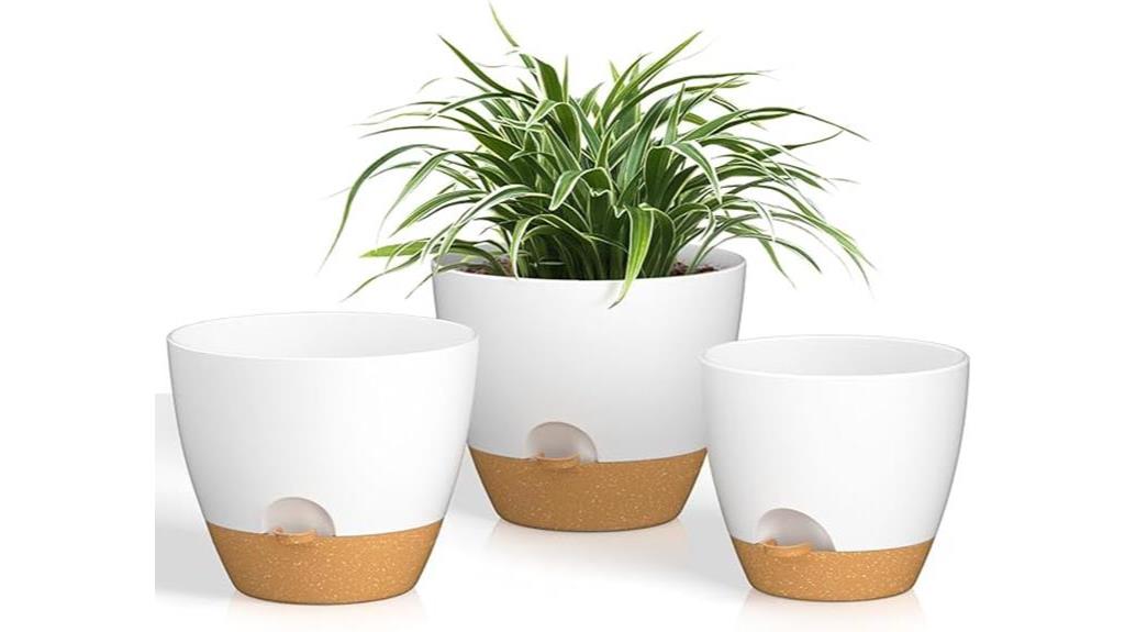self watering plant pots 3 pack white
