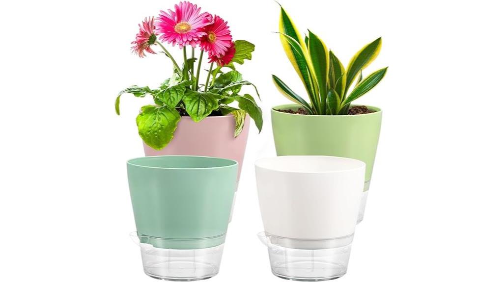self watering plant pots 6 inch 4 pack macaron color