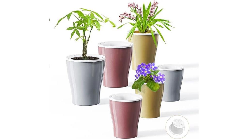 self watering plant pots metallic colors