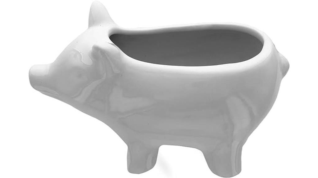 small white floral pot pig