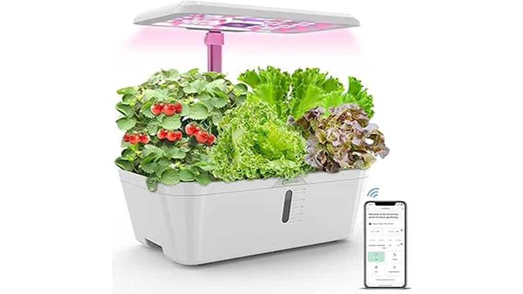 smart hydroponic system with led grow light