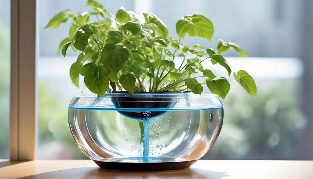 transparent self watering pot setup
