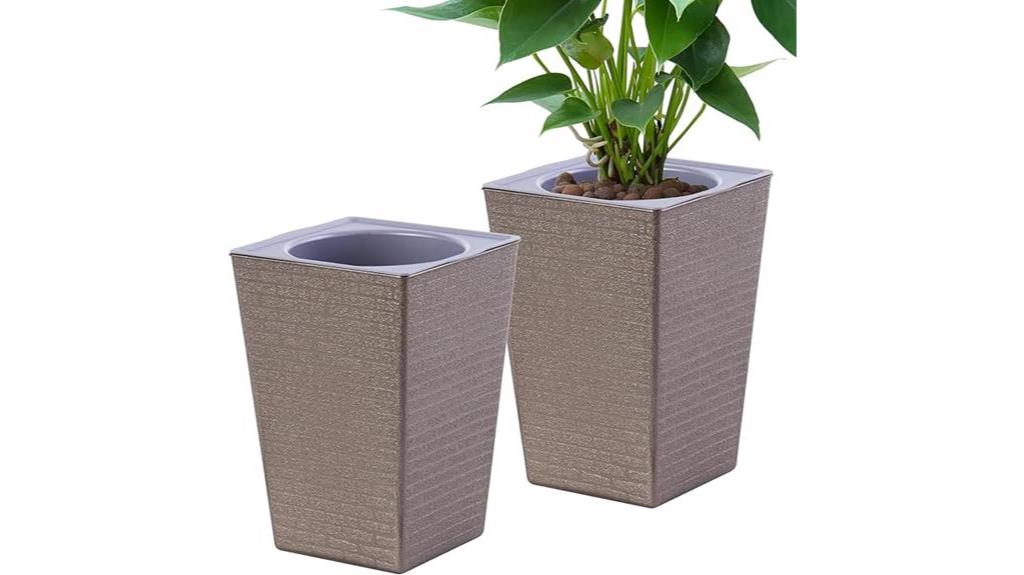 bronze self watering planter