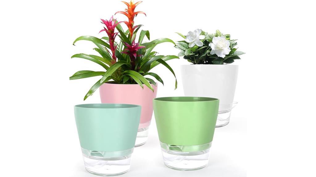 self watering plant pot with saucer