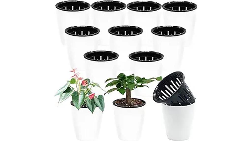 self watering plastic planter set