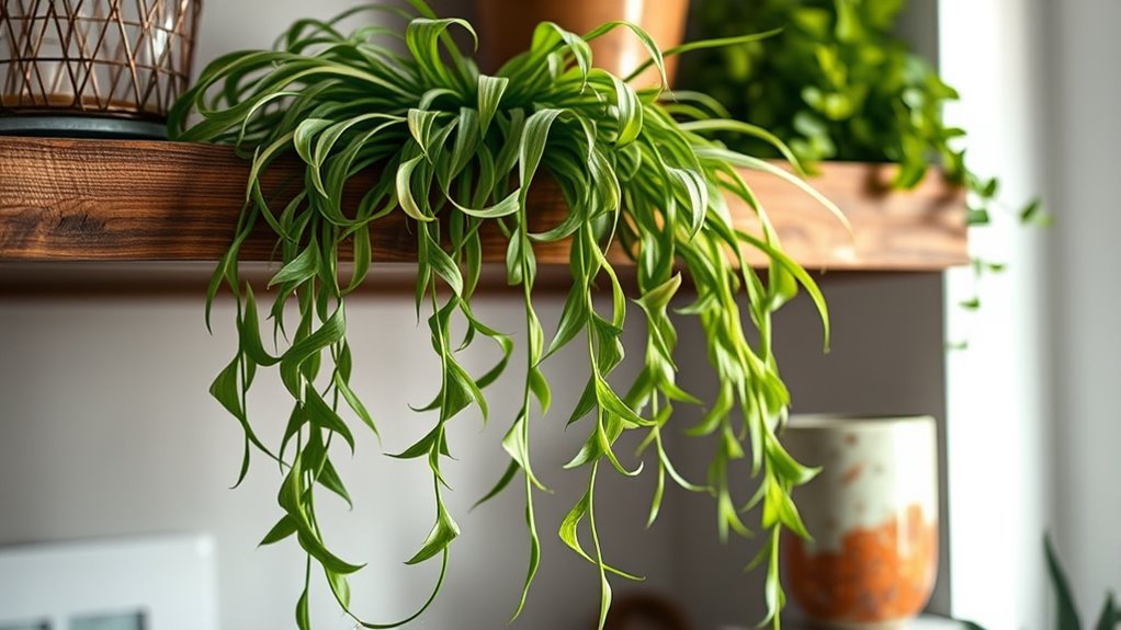 houseplant with arching leaves
