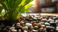 pebbles on indoor plants