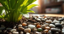 pebbles on indoor plants