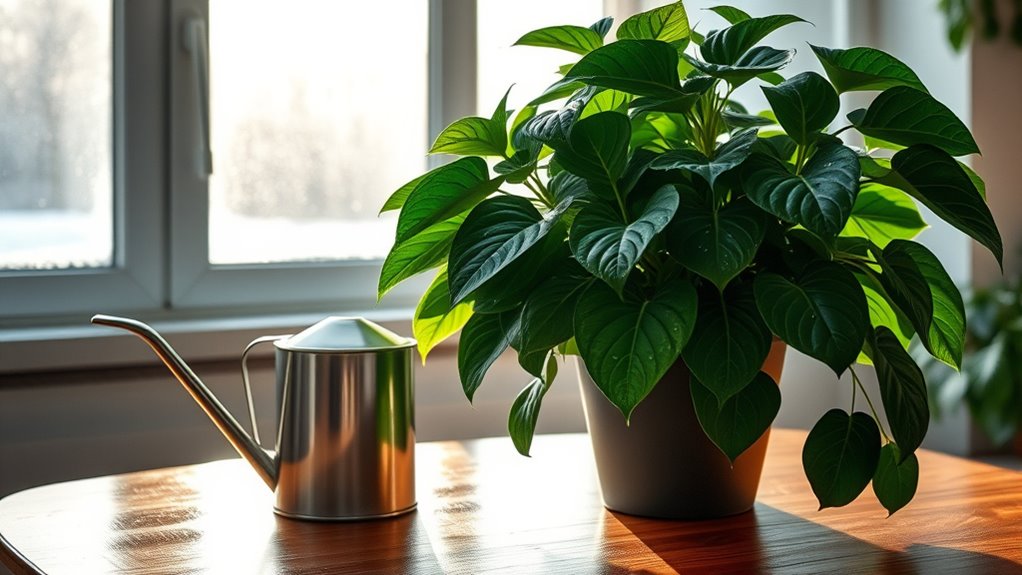 winter indoor plant watering