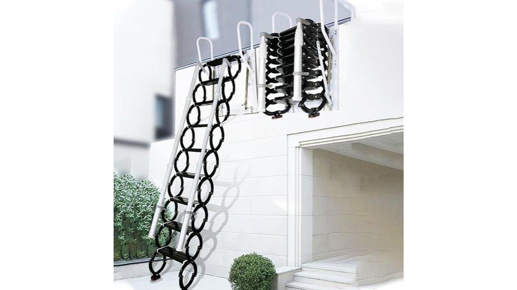 folding attic ladder with handrails