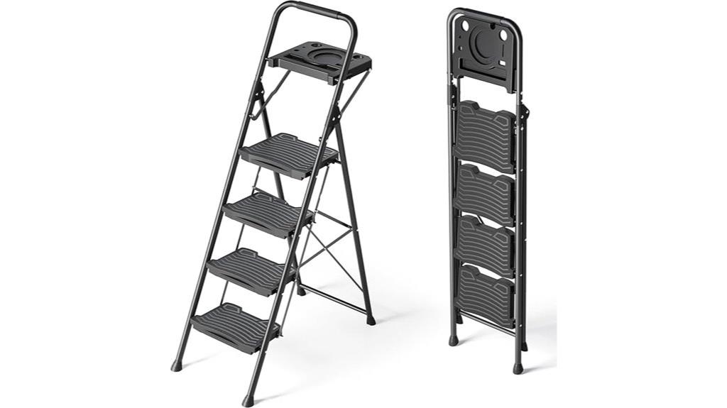 four step ladder with tools