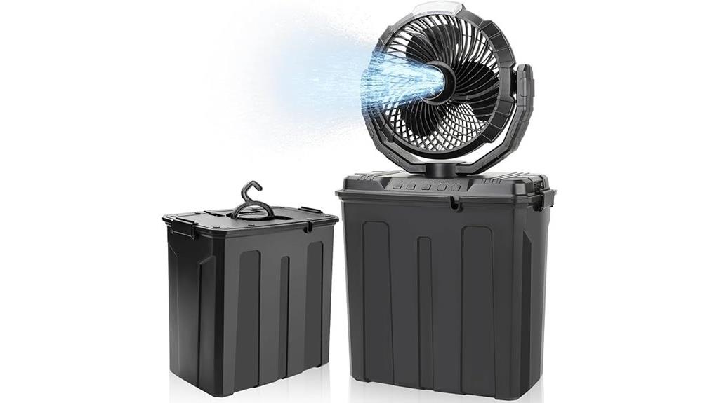portable misting fan with large water tank