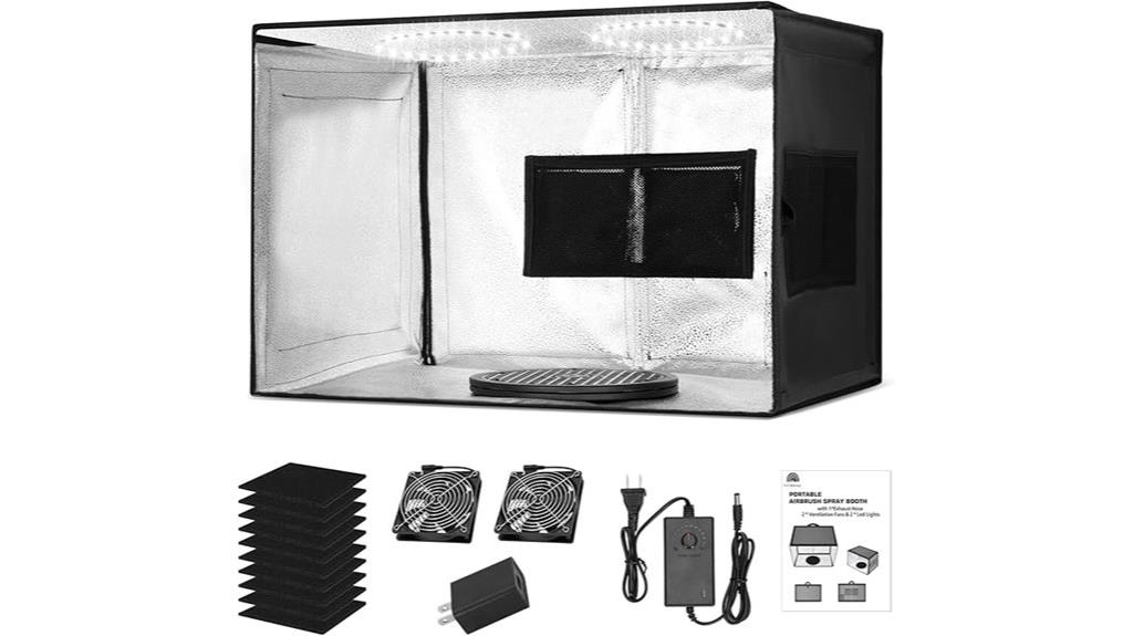 portable spray booth with lighting