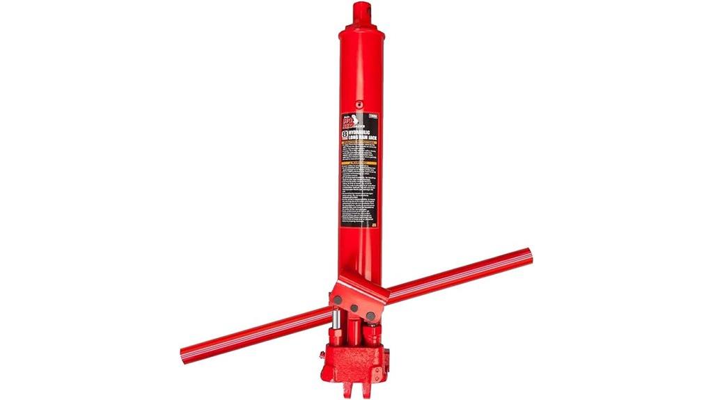 red hydraulic long ram