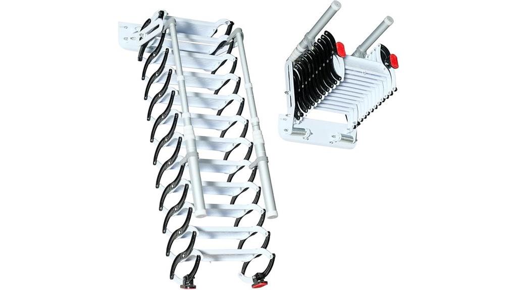 retractable wall ladder with handrails