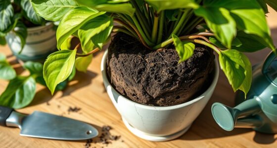 repotting houseplant signs and steps