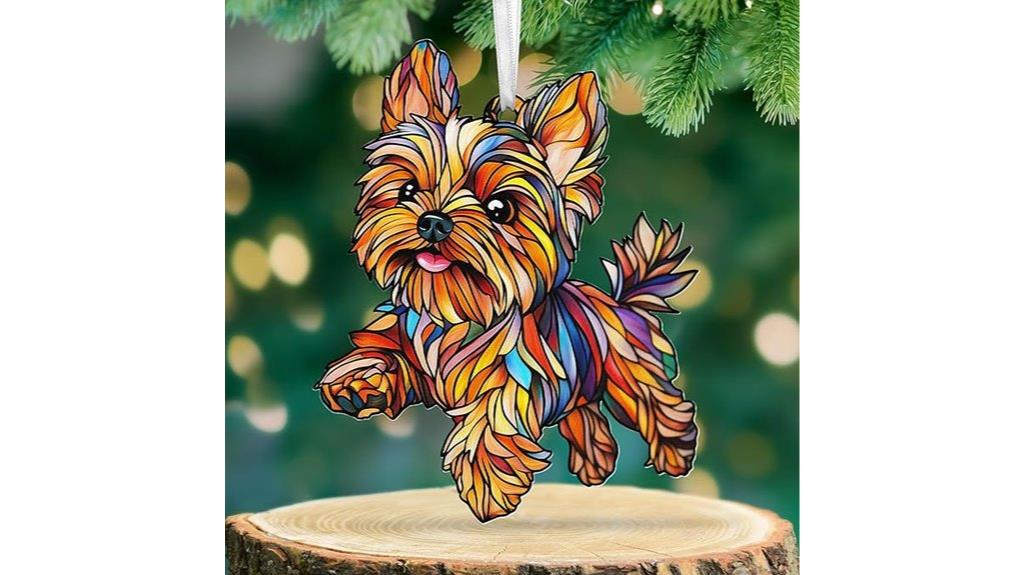 yorkie christmas ornament flag